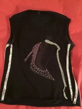 DENNY ROSE MAGLIA canotta stampa scarpa con tacco pois e catena caviglia