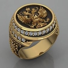 Anello Uomo Retrò Oro Aquila