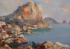 G. Finale  Olio - Scorcio di Procida, Capri, Napoli, Sorrento. cm 25 x cm 35