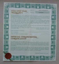 ROLEX Guarantee Warranty