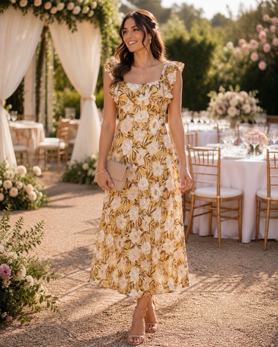Maxi abito floreale giallo