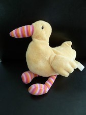 V5. DOUDOU PELUCHE EGMONT TOYS OISEAU CANARD JAUNE ROSE ORANGE RAYE - ET. NEUF*
