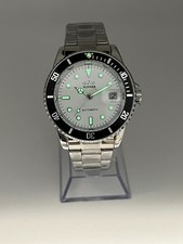 Orologio uomo meccanico automatico fondello vista stile sub bianco ghiera nera