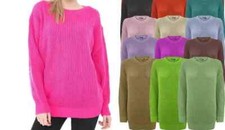Maglione donna lavorato a maglia taglie forti pescatore maglione lungo grosso nuovo TOP UK