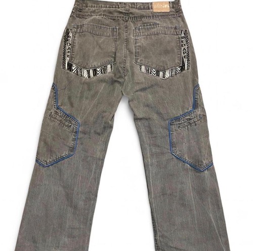 Jeans larghi ricamati grigi