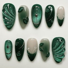 24Pcs Green Cat Eye with 3D