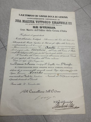 Diploma cavaliere ordine - cavaliere,