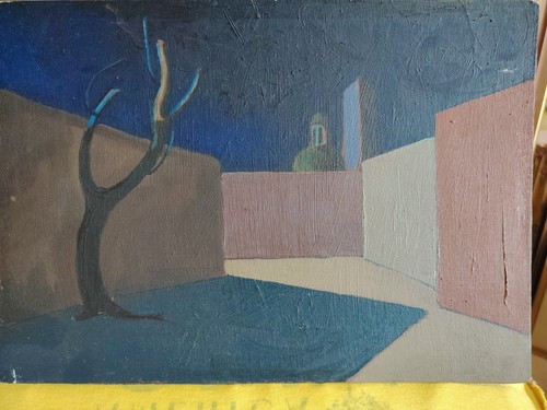 Scuola romana olio scorcio - scuola,