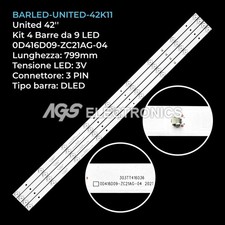KIT 4 BARRE STRIP 9 LED TV UNITED 0D416D09-ZC21AG-04 303TT416036 FLTV-42K11