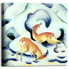 Franz Marc cervi nella neve design quadro stampa tela dipinto telaio arredo casa