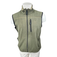 Timberland maglione uomo verde smanicato pile full zip gilet giacca top taglia L
