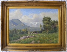 Carlo AIMETTI (Bisuschio 1901-Milano 1987) Gregge di pecore in montagna cm 50x70