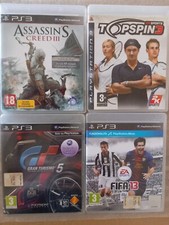 PS3 LOTTO 4 GIOCHI ASSASSIN'S CREED 3+TOP SPIN 3+GRAN TURISMO 5+FIFA 13 