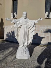 STATUA DEL SACRO CUORE DI GESU' CON BRACCIA APERTE IN CEMENTO PER ESTERNO H90 CM