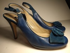 Sandali donna cerimonia EU 39 Pelle blu Tacco alto 10  Con fiocco. Usati poco