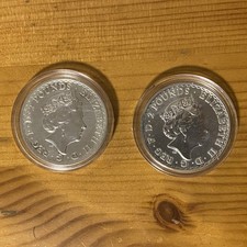 2x monete argento Britannia 1