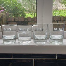 4x Bells Vintage Whisky Glasses Extra Special 8 Years Old Tumblers Heavy Base.