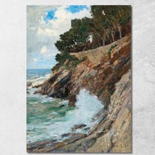 Scena Sulla Costa Di Nervi Alfred Zoff, azf58 quadro stampa su tela