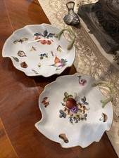 HEREND QUEEN VICTORIA COPPIA CIOTOLE LEAVE SHARE CON MANICO VERDE # 7752/BFR UNGHERIA