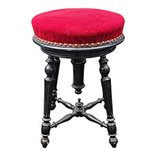 Antico Sgabello per pianoforte francese in legno nero ebanizzato Epoca fine 800