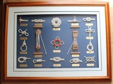 Grande scatola ombra corde marinaio nautico nodi pulegge incorniciata 23" x 17"