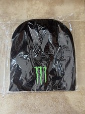 NUOVO! Cappello berretto Monster Energy Drink Merch in maglia nero con logo ricamato