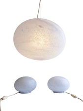 Lampadario + 2 Lampade Anni 80 90 Vetro Bianco Rosa Azzurro Galassia Italia