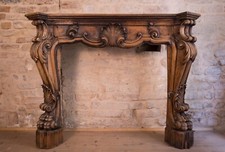 Cornice camino antico francese in legno  