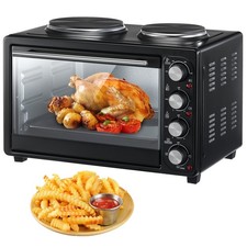Mini Forno 2in1 con Piastra 3200W 36L Ricircolo Forno Acciaio Inox Forno Pizza Toast