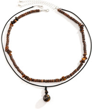 Collana Con Perline Di Legno E