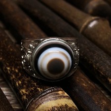 Anello perline dzi natural - anello,