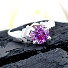 Anello Certificato 1,3ct Naturale VVS1 Diamante Rosa Argento Sterling 925 Gioielli