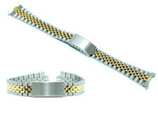Cinturino orologio jubilee acciaio bicolor ansa curva 17mm deployante tipo rolex