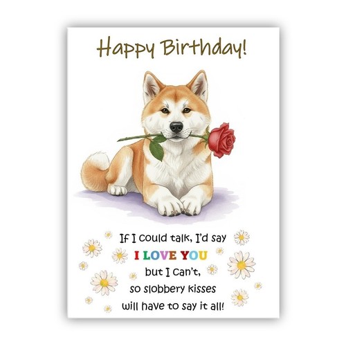 Biglietto compleanno akita inu - akita,