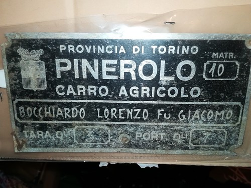 Targa tassa carro - carro, agricolo