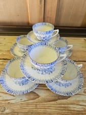 1924 Seltmann Weiden China Blau 6 Tazze Tè Dorothea Tazza Piatto Porcellana 