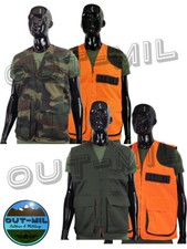 Gilet caccia reversibile Arancio cartuccera carniera posteriore Verde, Mimetico