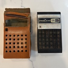 Radio tascabile vintage Philco modello #T61124 SN#44614 con custodia - non testata