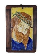 Quadro A Maiolica Cristo Con Corona Di Spine Su Mattonella