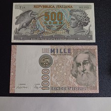 Banconote Italiane Da Collezione 1000 Lire  + 500 Lire Aretusa Lotto Z13