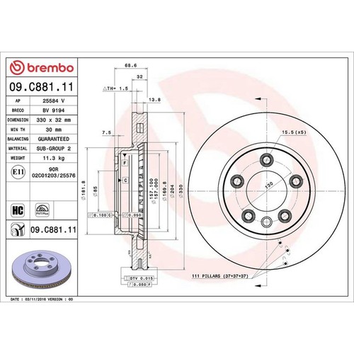 Disco freno ventilato brembo - freno,