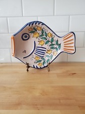 Piatto pesce ceramica italiana dipinto a mano ~ firmato Custonaci