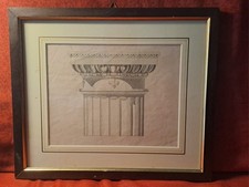 Disegno Antico. Disegno di capitello acquerellato; cm 27x32; XIX sec.