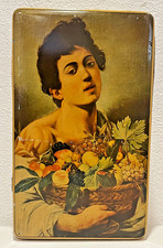 SCATOLA LATTA VINTAGE Biscotti Pavesi CARAVAGGIO: Giovane con Canestro di Frutta