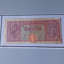 Banconota Da Collezione Italiana 100 Lire Italia Turrita 1944 Mb Lotto Z3