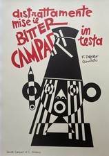 Fortunato Depero, c.a. 1980s - BITTER CAMPARI - Vintage affiche on linen