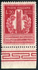 1949 Italia Repubblica Volta 20 lire 14 1/4 x 14 nuovo con bordo cert. Diena **