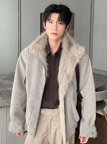 Men lapel zipper punk jacket - lapel,