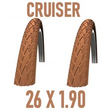 2 x Copertoni Coperture ideali per BICI CRUISER 26" X 1,90 / MARRONE MARRONI