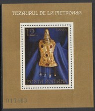 ROMANIA 1973 Gioielli, oggetti d'arte dorati, foglio MNH / 2G834